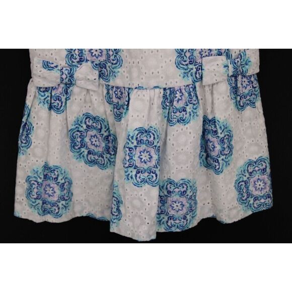 Janie And Jack Size 4 White Eyelet With Blue And Lavendar Print Dress - Picture 4 of 7